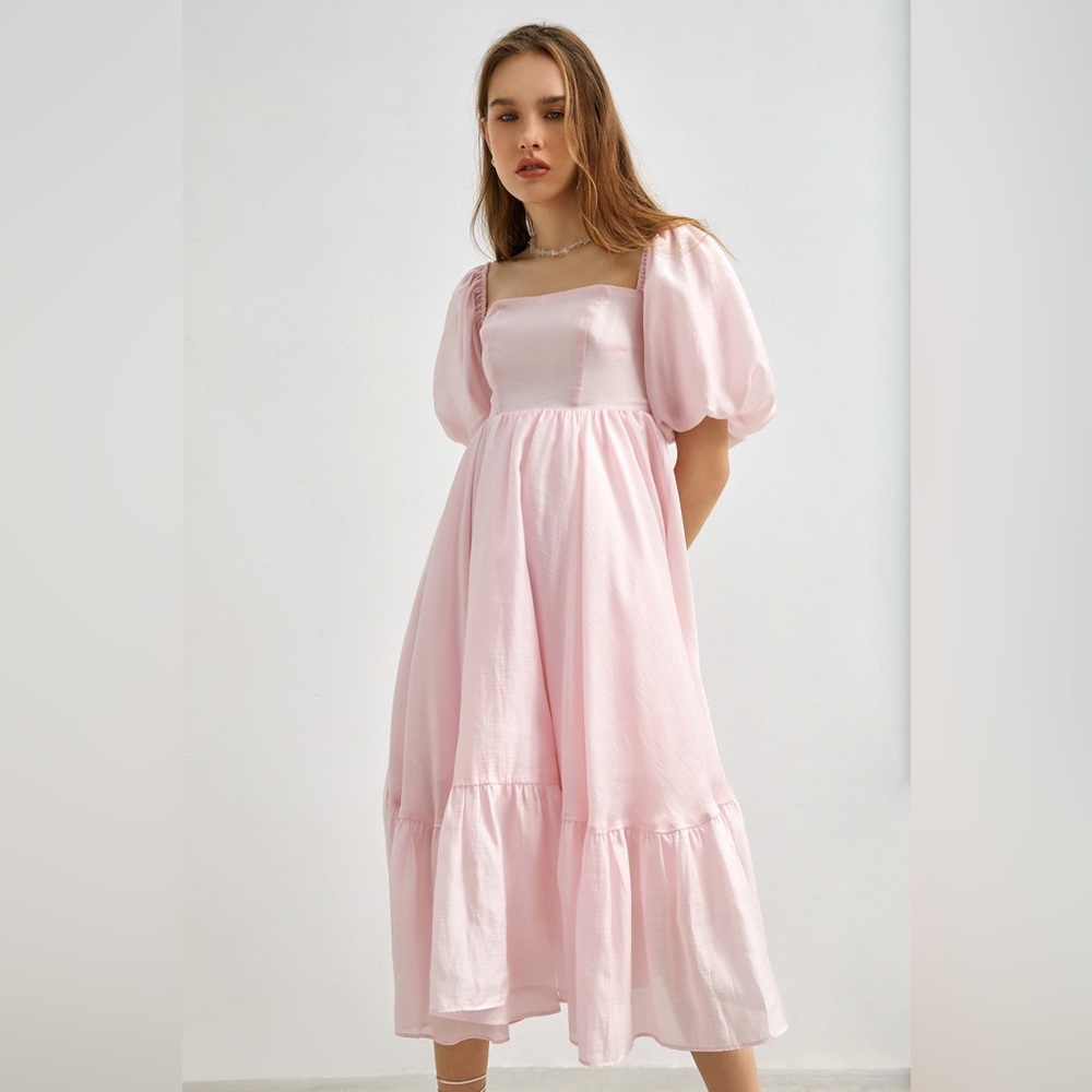 J.ING Ever After Pink Puff Sleeve Mini Dress - Large